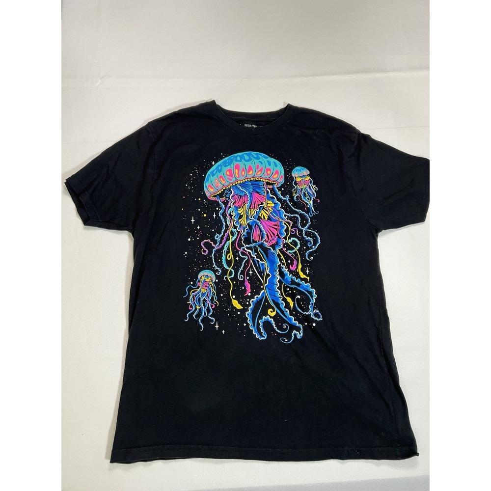 Into The Am Shirt Adult XL Black Graphic Space Stars Jellyfish Ocean Trippy